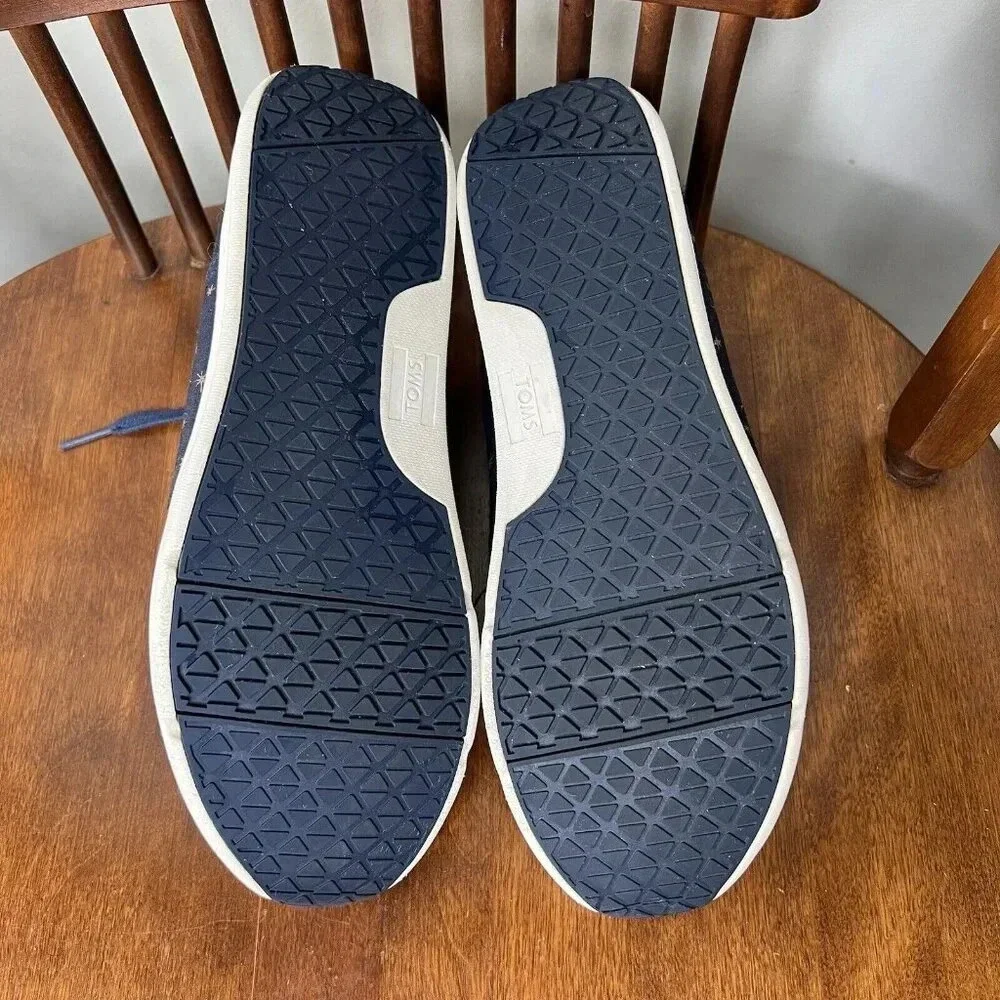Toms Del Rey Navy Blue With Stars Sneakers size 9 Comfy Astrology Outerspace